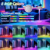 DEXULESA Touch Control Table Lamp with 3 Color Temperatures & 8 RGB Colors, Stepless Dimming & Timer, Rechargeable Table Lamp (White)
