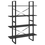 Modern Grey Wooden Bookshelf 100x30x140 cm - 4-Tier Room Divider & Storage Shelf for Living Room & Office - Stylish Space-Saving File Cabinet & Organizer