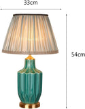 Desk Lamp Bedroom Bedside Lamp Green Glazed Ceramic Table Lamp Minimalist European-Style Table Lamp Large Table Lamps for Living Room Office Nightstand Lamp