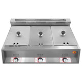 Food Warmer Commercial Gas Bain Marie Buffet Countertop Food Warmer Steam Table Steamer Soup Warmer Adjustable Temp Gas Fryer Steamer Cooking Heating Pot (3 Pan)