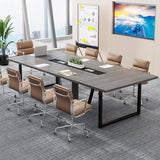8FT Conference Table, 94.49 L x 47.24 W x 29.53 H Inches Large Meeting Podcast Table for 10 People, Business Style Wooden Training Table