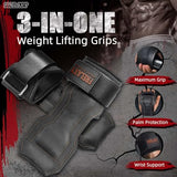 Frelaxy Lifting Wrist Straps, Rubber Weight Lifting Grips with Non-Slip Palm & Wrist Wraps Support for Deadlifts, Pull Ups, Rows