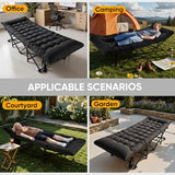 Northroad Camping Cot with Thick Mattress,Quick Set-Up Sleeping Cots with Side Pocket for Outdoor Camping, Office Nap, Home Garden, Beach, Travel, Black