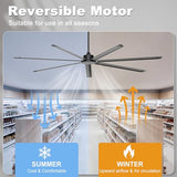 Ohniyou 108'' Industrial Ceiling Fan No Light for Warehouse, Black