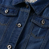 Hixiaohe Spring Summer Jean Jacket for Women Trendy Half Sleeve Button Down Short Denim Jacket Retro Cropped Trucker Coat