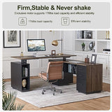 Executive L Shaped Standing Desk with 3-Drawer File Cabinet, 63" Electric Height Adjustable Stand up Desk for Home Office