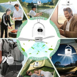geonfi Camping Fan 10400mAh Battery Operated, USB Rechargeable Tent Fan with Remote Control,3 Detachable Blades, LED Light, 3 Speeds, Timer, Portable Ceiling Fan for Camping(White)