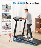 CIIHI Treadmill with Auto Incline - Adjustable Height Handrail 15% Auto Incline Treadmill with 400 lbs Capacity - Foldable Running Machine