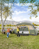 FanttikOutdoor Zeta C10 Pro Camping Tent 10 Person Instant Cabin Tent Setup in 60 Seconds with Rainfly & Windproof Portable with Carry Bag for Family Camping & Hiking, Upgraded Ventilation, Green