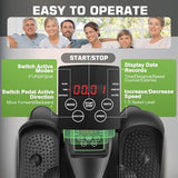 ANCHEER Under Desk Elliptical Machine - Quiet Pedal Exerciser for Seniors, Office & Home, Low-Impact Seated Leg Workout Equipment, Smart LCD Display, Remote Control(Black/Green)