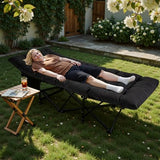 Northroad Camping Cot with Thick Mattress,Quick Set-Up Sleeping Cots with Side Pocket for Outdoor Camping, Office Nap, Home Garden, Beach, Travel, Black