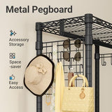 VIPEK R1 Rolling Clothes Rack with Pegboard Organizer Portable Closet for Hanging Clothes with Lockable Wheels & Removable Basket, Black