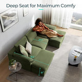 LINSY HOME 109" Modular Couch Modern Boneless Cloud Couch, U Shaped Sofa with Movable Ottomans