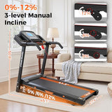 Lastforever 3.5HP Folding Treadmill for Home, 350 lbs Capacity, Portable Treadmills with 3-Level 12% Manual Incline, Bluetooth Speaker, Shock Absorption, Quiet Motor