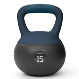 YOTTOY Soft Kettlebell with Leather Handle – Anti-Slip Sweat-Absorbing Grip, Home Gym Kettlebell Weights for Strength Training (Blue, 15 LB)