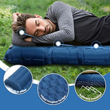 Toncoke 5.1" Thick Double Sleeping Pad with Foot Pump & Pillow, 77.5x53.9 2-Person Air Mattress for Camping, Ultralight & Compact for Backpacking, Hiking, Car Travel Navy Blue