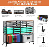 EasyPAG Rolling Cart with 2 Storage Drawer, Under Desk Filling Cabinet with Mail Sorter
