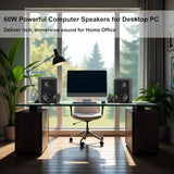 Computer Speakers, 60W Powered Bluetooth Desktop Speakers for PC, Stereo Sound with Bass
