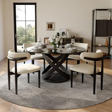POVISON 51" Modern Round Dining Table, Glass