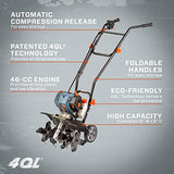 SENIX 4QL 4-Cycle Gas Powered Tiller Cultivator, 46cc Full Crank Engine, 15-Inch Tilling Width, 8-Inch Tilling Depth, Easy Start