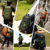 MIVENTO 28L Lightweight Hiking Daypack - Water-Resistant Checkered Nylon Backpack with Outdoor Camping Travel Bag for Men Women (Black)