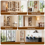Vyre 70.8" Tall Brown Bookshelf, Farmhouse Modular Bookcase with 6-Tier