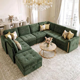 Convertible Comfy Extra Deep & Wide Seat Couch with Gold Metal Accents & Legs for Living Room