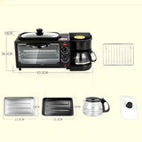 LGRFUXIN 3-in-1 Breakfast Station, Includes Coffee Maker, Non-Stick Griddle, and 4-Slice Toaster Oven, for Bread Egg Sandwich Bacon Sausages,Black