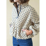 Talakeno Womens Fleece Sweatshirt Half Zip Sherpa Pullover Jackets Warm Long Sleeve Vintage Hiking Coat with Pockets(Blue,XS)