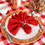 MEANMOY Red 210GSM Cloth Napkins Set of 12 - Washable & Reusable 17x17 Inch Napkins with Hemmed Edges in Wrinkle Free Polyester Fabric for Dinners, Weddings, Parties, Banquets & Everyday Decor