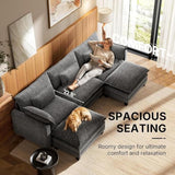 Amada 110.6" Modular Sectional Sofa, U Shaped Cloud Sectional Couch