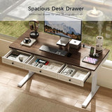 Standing Desk with 3 Drawers, 55 x 24 Inch Electric Height Adjustable Desk with Storage & Outlets