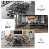 Aethelwyn Modular Folding Conference Table with Wheels, Flip Top Mobile Training Room Tables, Portable Work Table for Office Meeting Seminar Classroom (6, Dark Grey, 61.0IN)
