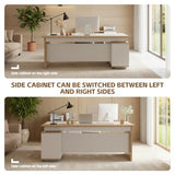SimpArt Executive Desk with Storage Cabinet, Modern Office Desk with Side Credenza, Large Manager Desk Workstation for Home Office