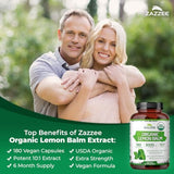 Zazzee USDA Organic Lemon Balm 10:1 Extract, 180 Capsules, 6 Month Supply