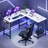 DUMOS L Shaped Desk Computer Gaming Corner Table 50 Inch Home Office Writing Student Work PC Workstation with Side Storage Bag