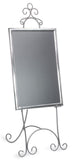 Floor Easel with Decorative Scroll Detailing, Height-Adjustable Hooks, 71.25 inches Tall, Metal - Silver
