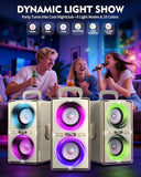 YIER Bluetooth Speaker, 240W Peak Loud Party Speaker with Big Bass, 20H Playtime, TWS, BT5.3, Large Portable Wireless Boom Box with LED Light for Outdoor Backyard Beach Home (Leather White)