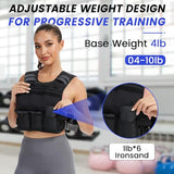 VBSD Adjustable Weighted Vest for Women Men 4-10lb Vest with 6 Ironsand Weights Body Weight Vest with Reflective Strip for Running