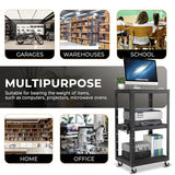 Auto Dynasty Height Adjustable AV Presentation Cart with Power Strip, Rolling Storage AV Carts for Video Projector