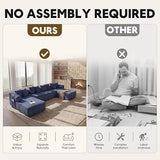 Oversized Cloud Boneless Couch with Chaise, 146" Modern U Shape Modular Deep Seat Sectional Sofa