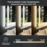 47"x47" LED Bathroom Mirror with Lights, Backlit+Frontlit, Anti-Fog