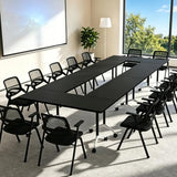 Folding Conference Table with Wheels,Flip Top Mobile Modular Conference Room