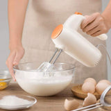Mini Electric Hand-held Egg Beater, 5-Speed Adjustable Hand-held Kitchen Mixer with 2 Large Mixers