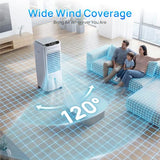 Swamp Cooler, 1800 CFM Windowless Portable Air Conditioners with 4.2 Gal Water Tank, 120° Swing,12H Timer,3 Modes & 3 Speeds,4 Ice Packs, Evaporative Air Cooler for Room,Bedroom,Office,Crystal White
