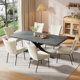 ZckyCine Dining Table Set for 6, Modern 78'' Dark Wood Dining Table