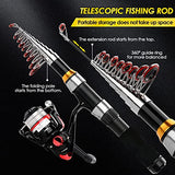 Telescopic Fishing Rod Reel Combo 2PCS 6.89FT Collapsible Fishing Pole Spinning Reel Lures Accessories with Fishing Bag Portable Fishing Rod Kit for Saltwater Freshwater Travel Fishermen Gift