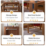 Modern Extendable Dining Table for 2 to 12 People with Outlet, Space Saving Expanding Table with Storage for Party