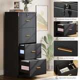 4-Drawer File Cabinet with Lock, Locked File Cabinet with Key, Tall Wooden Filing Cabinets for Home Office