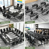 10 Pack Folding Conference Table,Modular Conference Room Table with Wheels,2-60 Person